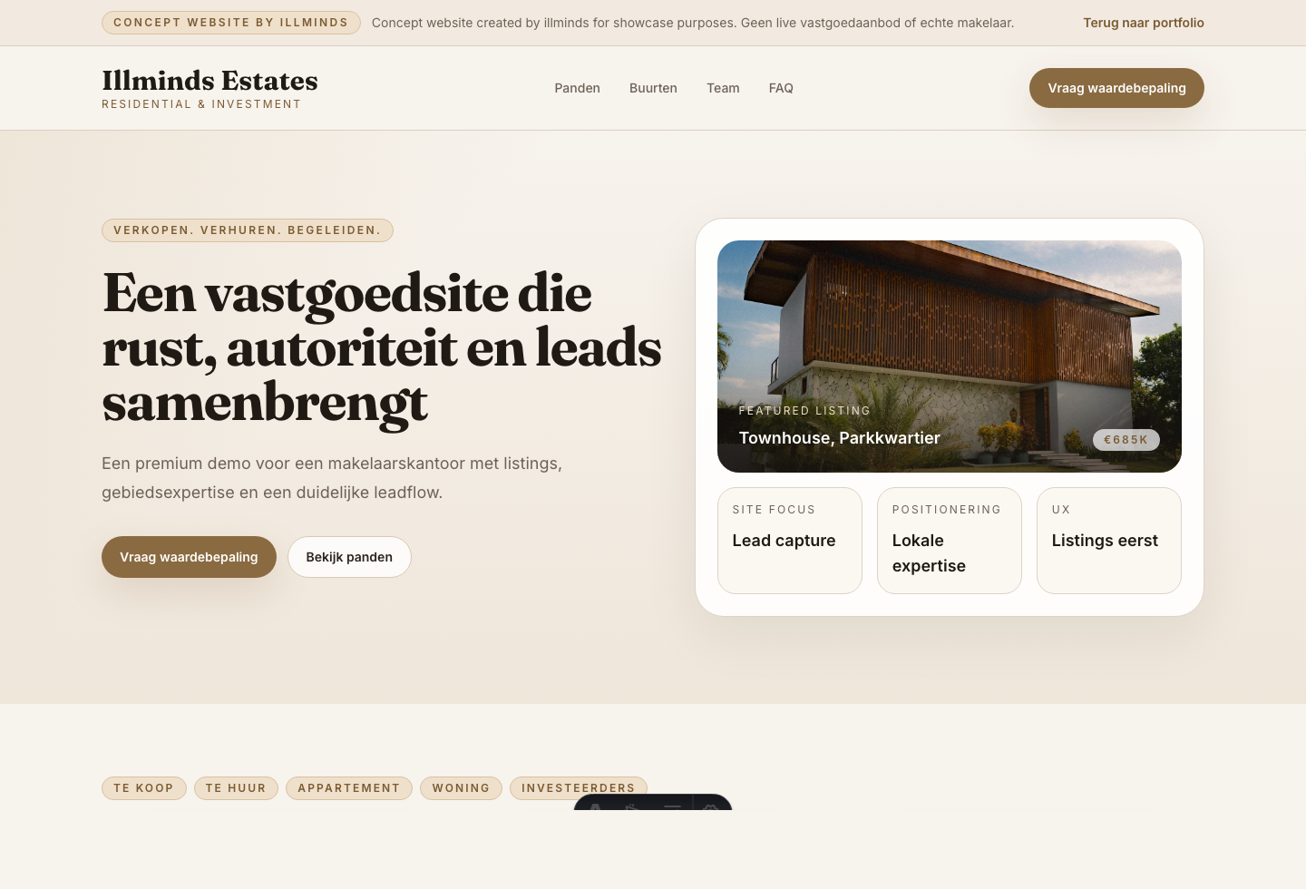 Leadgerichte website voor een vastgoedmakelaar preview